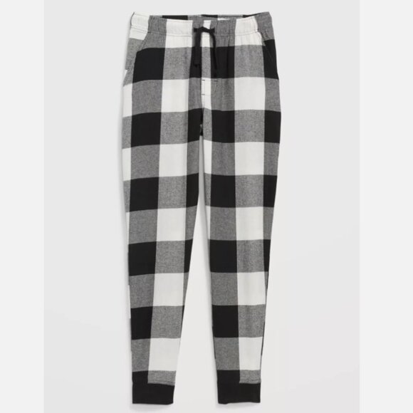 NWT Old Navy Black Buffalo Plaid Flannel Jogger Pajama Pants Sleep Men X-Large - Picture 2 of 4